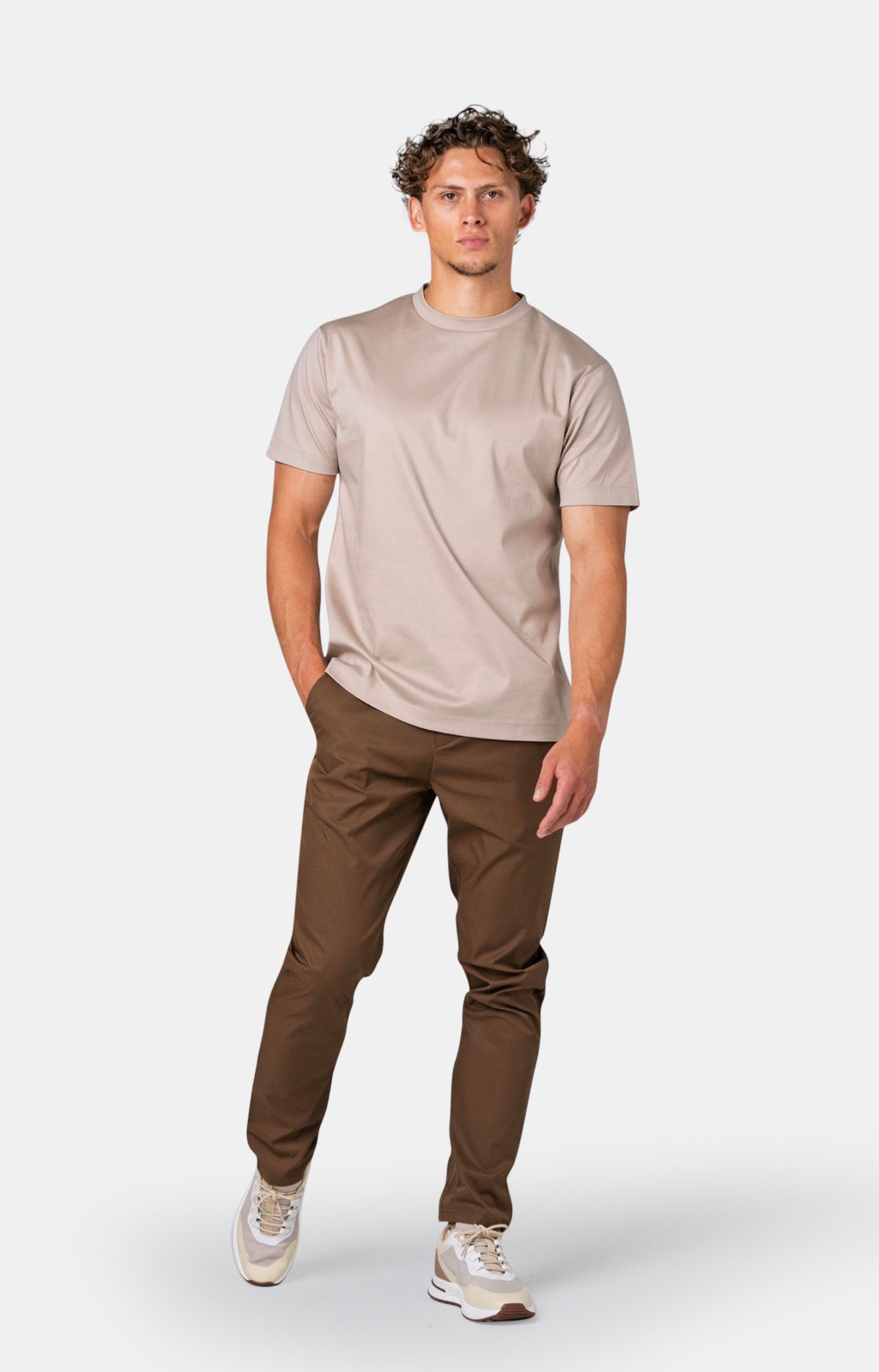 MERCERISED GLANS T-SHIRT - TAUPE