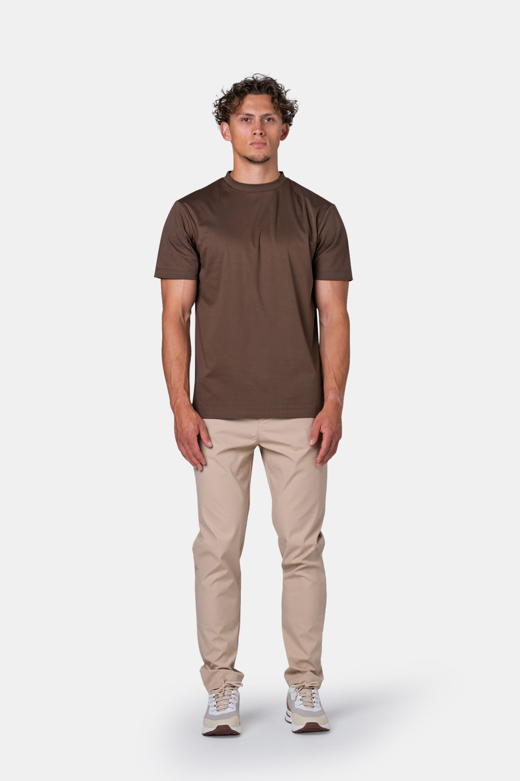 MERCERISED GLANS T-SHIRT - BRUIN