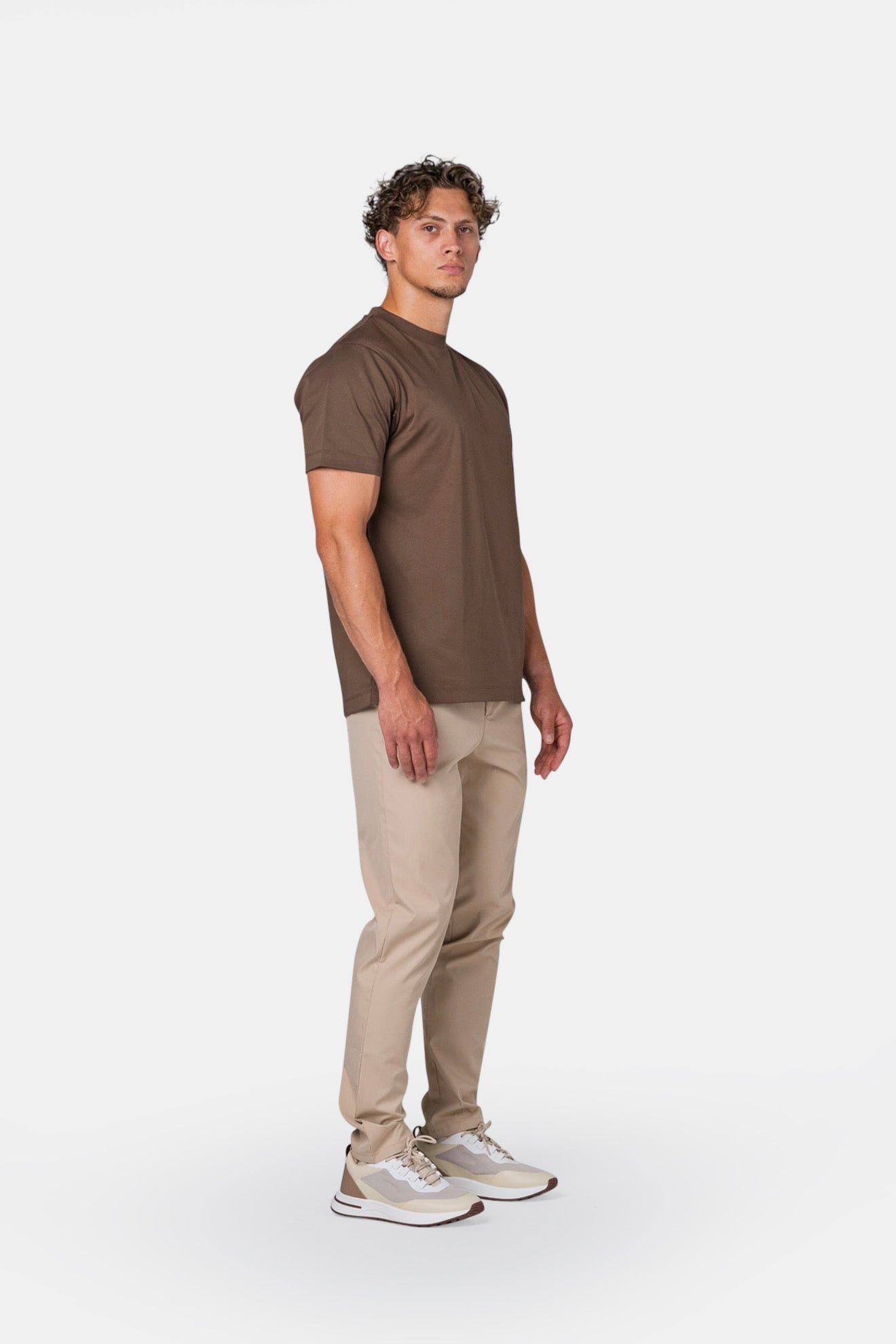 MERCERISED GLANS T-SHIRT - BRUIN