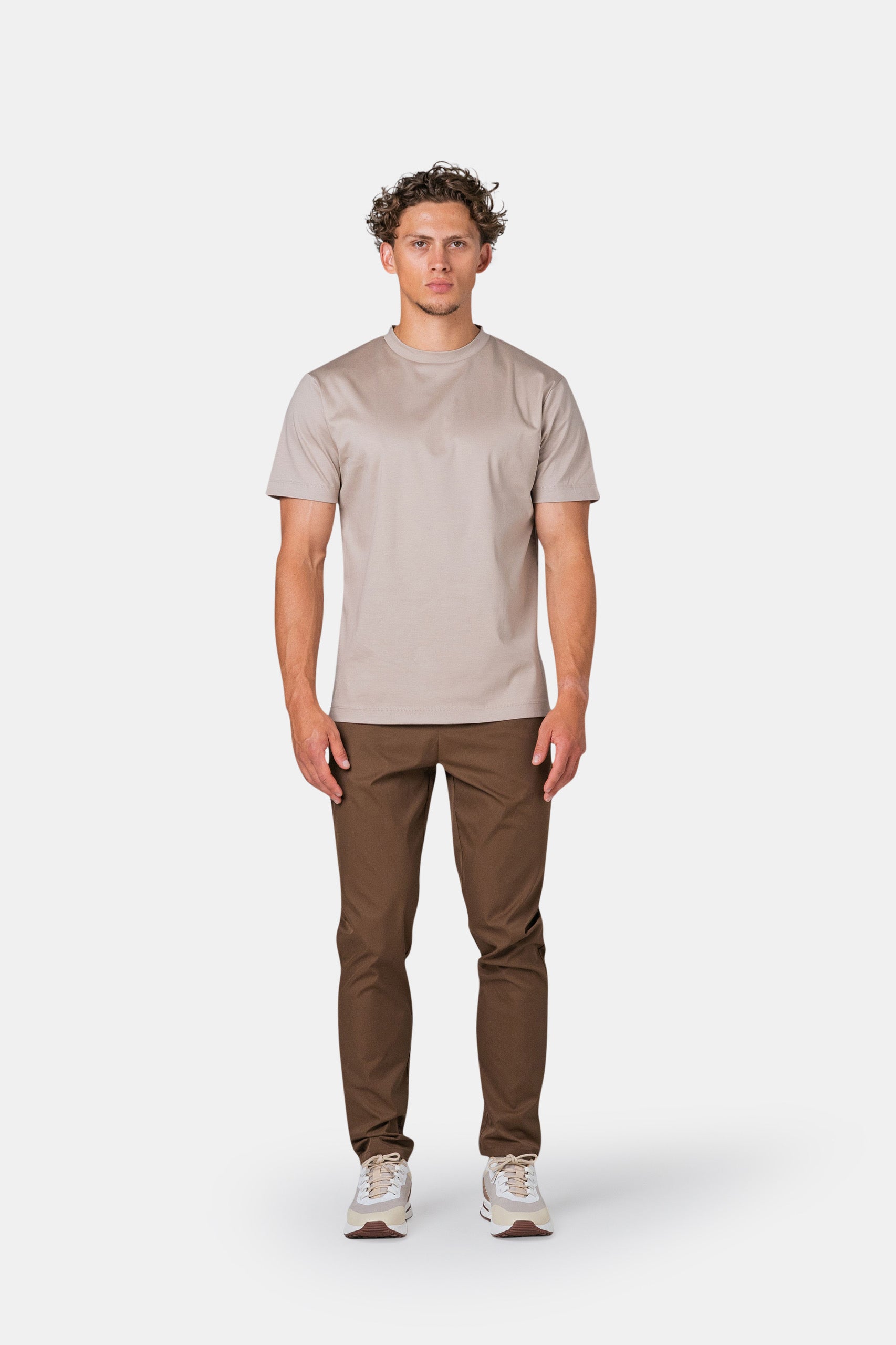 MERCERISED GLANS T-SHIRT - TAUPE