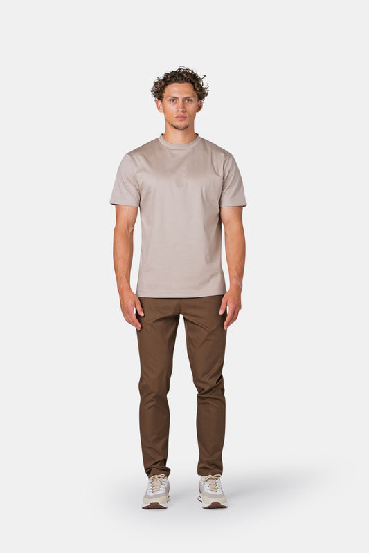 MERCERISED GLANS T-SHIRT - TAUPE