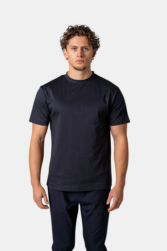 MERCERISED GLANS T-SHIRT - NAVY BLAUW